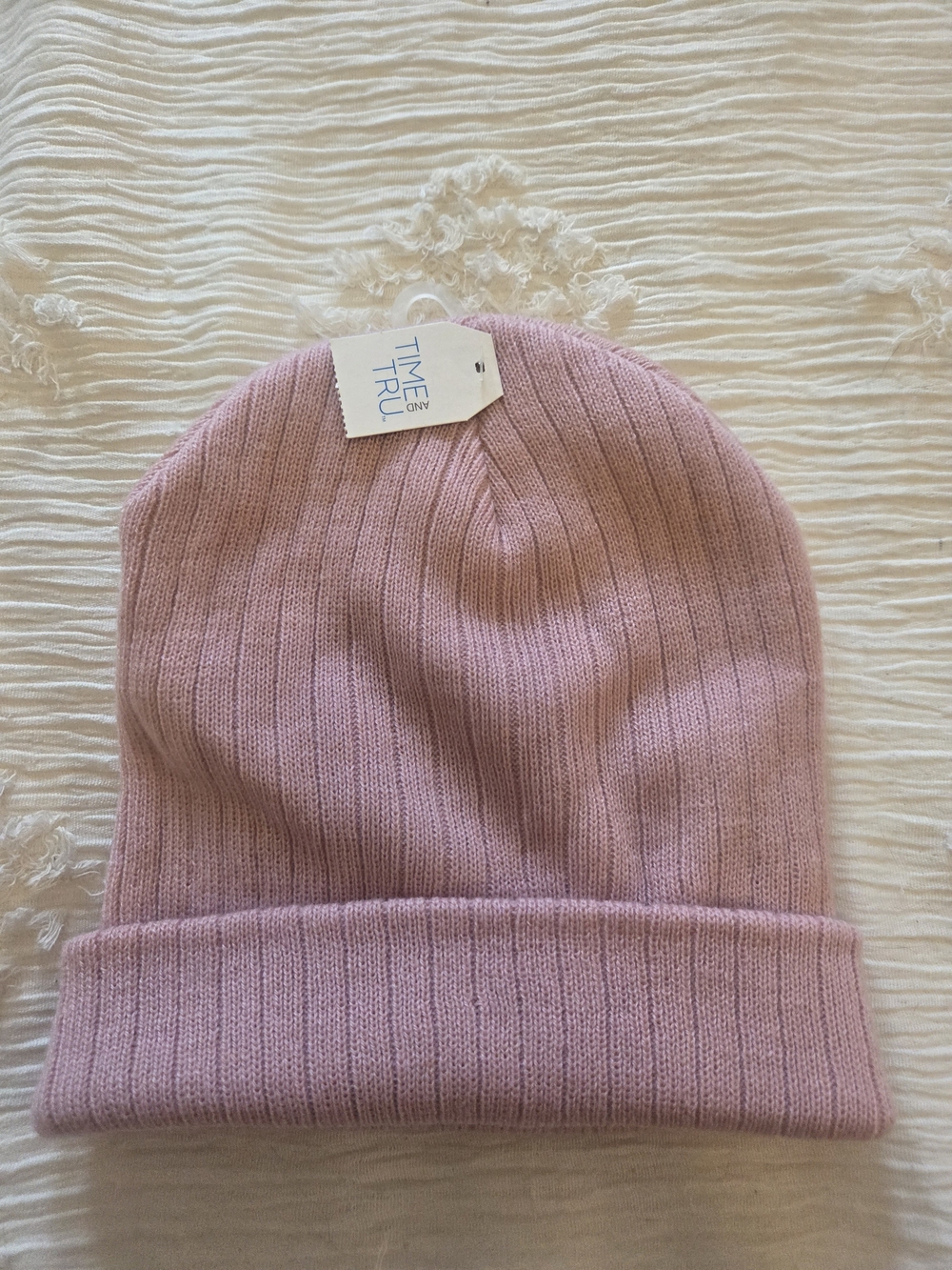 Time and Tru Womens Pink Ribbed Cuff Beanie - New With Tags